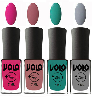 

Volo Ultra Lasting HD Shine Awesome Nail Polish Combo Magnta, Chocolate Peach, Radium Green, Light Grey(Pack of 4)