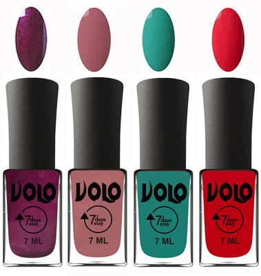 

Volo Ultra Lasting HD Shine Awesome Nail Polish Combo Wine, Chocolate Peach, Radium Green, Redish Orange(Pack of 4)