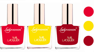 

Lady Fashion Glossy & Long Stay Nail Polish combo Sweet Red,Yellow,Dark Red(Pack of 3)