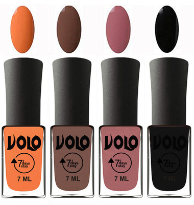

Volo Ultra Lasting HD Shine Awesome Nail Polish Combo Peach, Brown, Chocolate Peach, Black(Pack of 4)