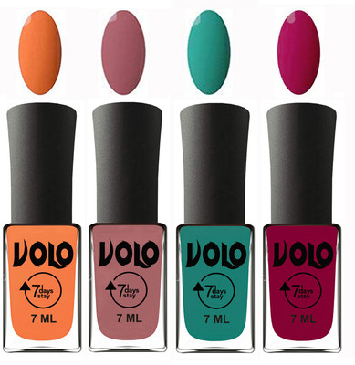 

Volo Ultra Lasting HD Shine Awesome Nail Polish Combo Peach, Chocolate Peach, Radium Green, Magnta(Pack of 4)
