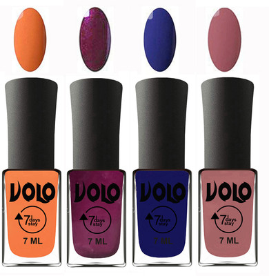

Volo Ultra Lasting HD Shine Awesome Nail Polish Combo Peach, Wine, Navy Blue, Chocolate Peach(Pack of 4)