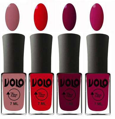 

Volo Ultra Lasting HD Shine Awesome Nail Polish Combo Chocolate Peach, Blood Red, Wine Maroon, Magnta(Pack of 4)