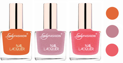 

Lady Fashion Glossy & Long Stay Nail Polish combo Nude,Silky Purple,Silky Pink(Pack of 3)