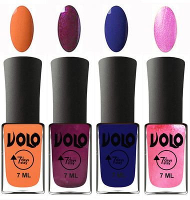 

Volo Ultra Lasting HD Shine Awesome Nail Polish Combo Peach, Wine, Navy Blue, Metallic Pink(Pack of 4)