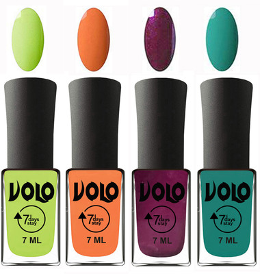 

Volo Ultra Lasting HD Shine Awesome Nail Polish Combo Parrot Green, Peach, Wine, Radium Green(Pack of 4)