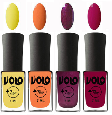 

Volo Ultra Lasting HD Shine Awesome Nail Polish Combo Yellow, Peach, Wine, Magnta(Pack of 4)