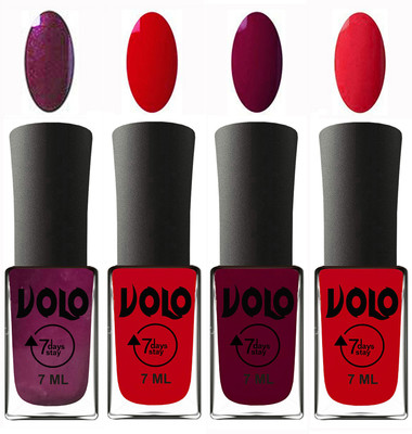 

Volo Ultra Lasting HD Shine Awesome Nail Polish Combo Wine, Blood Red, Wine Maroon, Redish Orange(Pack of 4)