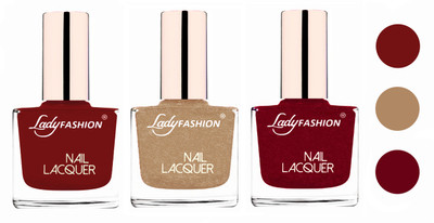 

Lady Fashion Glossy & Long Stay Nail Polish combo Coffee,Beach Nude,Pink(Pack of 3)