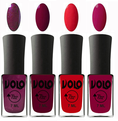 

Volo Ultra Lasting HD Shine Awesome Nail Polish Combo Wine, Wine Maroon, Redish Orange, Magnta(Pack of 4)