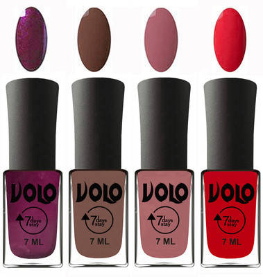 

Volo Ultra Lasting HD Shine Awesome Nail Polish Combo Wine, Brown, Chocolate Peach, Redish Orange(Pack of 4)