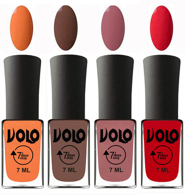 

Volo Ultra Lasting HD Shine Awesome Nail Polish Combo Peach, Brown, Chocolate Peach, Redish Orange(Pack of 4)