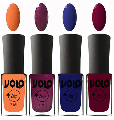 

Volo Ultra Lasting HD Shine Awesome Nail Polish Combo Peach, Wine, Navy Blue, Wine Maroon(Pack of 4)