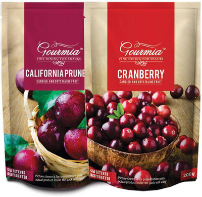 

Gourmia California Prunes and California Cranberry 200gm Pack of 2 Prunes(400 g, Pouch)