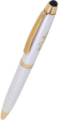 

Oculus Gemstones-0304 Designer Beautiful White & Golden Capcitive Sensing Stylus Pen for Touch Phones Ball Pen