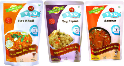 

VVO Ready to eat Freeze Dried Masala Upma, Sambar & Pav Bhaji (Combo of 3) 165 g