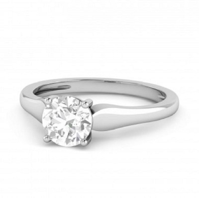 Jaipur Gemstone American DIamond Ring With Natural American Diamond STone Stone Diamond Silver Plated Ring