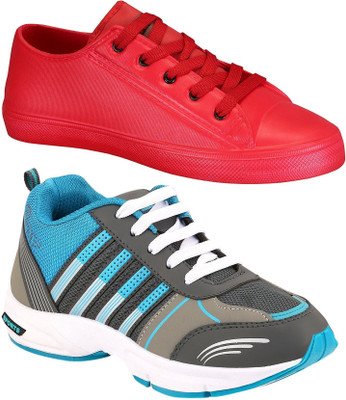 

Pexlo Combo Pack of 2 Casual & Sports Shoes (Running Shoes) Sneakers For Men(Red, Grey
