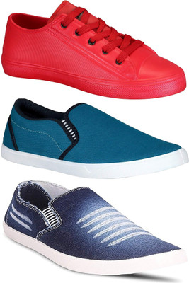 

Pexlo Combo Pack of 3 Casual Shoes (Loafers Shoes) Sneakers For Men(Red, Multicolor