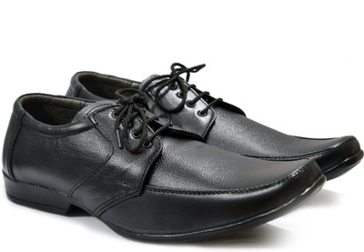 

Feetway Genuine Leather Pointed Formal Shoes Lace Up For Men Black Lace Up For Men(Black