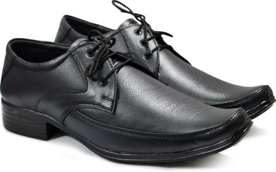 

Feetway Genuine Leather Lace Up Formal Shoes For Men Black Lace Up For Men(Black