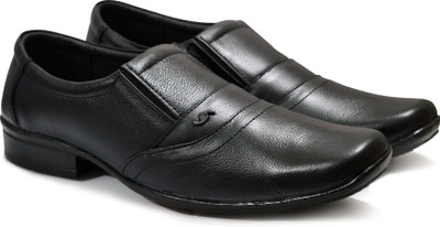 

Feetway Pure Leather Men's Black Formal Slip On Shoes Slip On For Men(Black