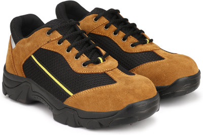 

Udenchi Genuine Suede Leather Steel Toe Industrial Safety Shoe Casuals For Men(Tan, Black