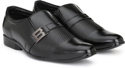 

OPTIFEET Synthetic Leather Stylish Formal Shoes Slip On For Men(Black