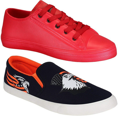 

Pexlo Combo Pack of 2 Casual Shoes (Loafers Shoes) Sneakers For Men(Red, Blue