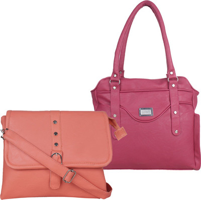 

Element Cart Women Casual, Evening/Party Tan, Pink PU Sling Bag, Pink;tan