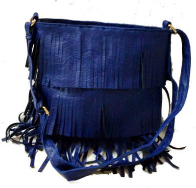 

Zoby Women Casual Blue Cotton, PU Sling Bag