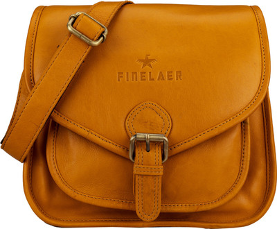 

FINELAER Women Casual Tan Genuine Leather Sling Bag