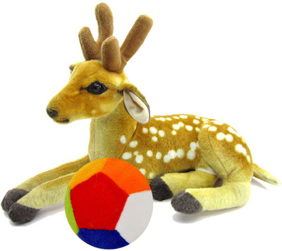 

Gift Decor Shop Deer Stuffed soft Toy (Orange/White, 25 cm) Combo with soft toy ball for kids (Multi, 15 cm) - 25 cm(Multicolor)