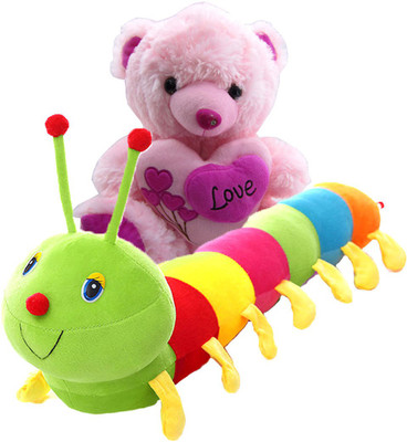 

Gift Decor Shop caterpillar Stuffed soft Toy (Multi, 58 cm) Combo with soft toy pink love teddy bear for kids (Pink, 38 cm) - 58 cm(Multicolor)