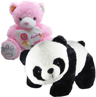 

Gift Decor Shop Panda Stuffed soft Toy (Black/White, 40 cm) Combo with soft toy pink sweet time teddy bear for kids (Pink, 69 cm) - 40 cm(Multicolor)