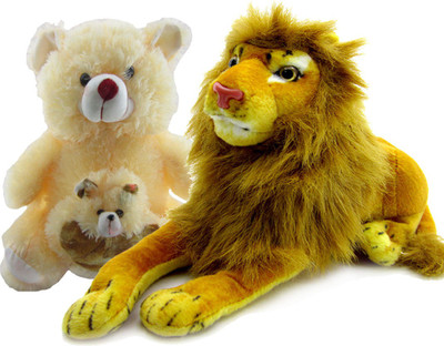 

Gift Decor Shop Lion Stuffed soft Toy (Yellow, 21 cm) Combo with soft toy mother and child teddy bear for kids (Yellow, 40 cm) - 21 cm(Multicolor)