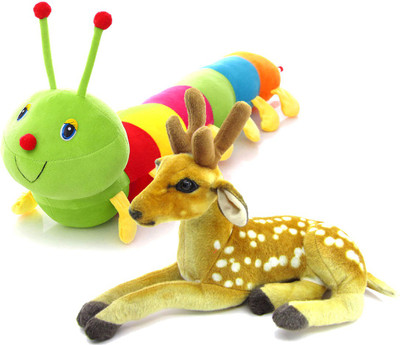 

Gift Decor Shop caterpillar Stuffed soft Toy (Multi, 58 cm) Combo with soft toy deer for kids (Orange/White, 25 cm) - 58 cm(Multicolor)