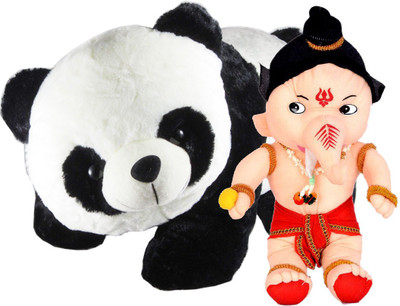 

Gift Decor Shop Panda Stuffed soft Toy (Black/White, 40 cm) Combo with soft toy bal ganesha for kids (Multi, 18 cm) - 40 cm(Multicolor)