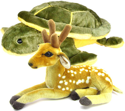 

Gift Decor Shop Deer Stuffed soft Toy (Orange/White, 25 cm) Combo with soft toy tortoise for kids (Green/Yellow, 49 cm) - 25 cm(Multicolor)