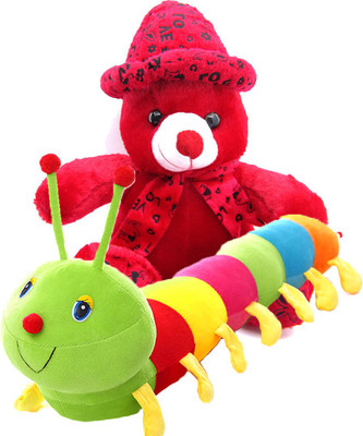 

Gift Decor Shop caterpillar Stuffed soft Toy (Multi, 58 cm) Combo with soft toy red cap teddy bear for kids (Red, 38 cm) - 58 cm(Multicolor)