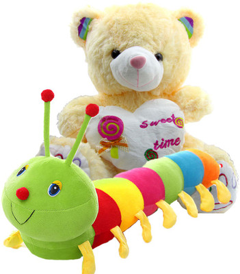 

Gift Decor Shop caterpillar Stuffed soft Toy (Multi, 58 cm) Combo with soft toy sweet time teddy bear for kids (Yellow, 66 cm) - 58 cm(Multicolor)