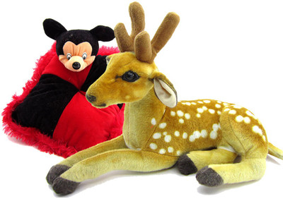 

Gift Decor Shop Deer Stuffed soft Toy (Orange/White, 25 cm) Combo with soft micky mouse pillow for kids (Black/Red, 28 cm) - 25 cm(Multicolor)