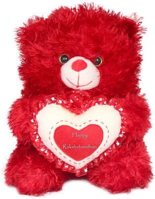 

Tickles Cute Teddy With Raksha Bandhan Wishes Heart 26 cm - 35 cm(Red)