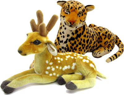 

Gift Decor Shop Deer Stuffed soft Toy (Orange/White, 25 cm) Combo with stuffed toy leopard for kids (Multi, 22 cm) - 25 cm(Multicolor)