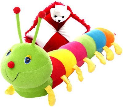

Gift Decor Shop caterpillar Stuffed soft Toy (Multi, 58 cm) Combo with soft bear pillow for kids (Red/White, 28 cm) - 58 cm(Multicolor)