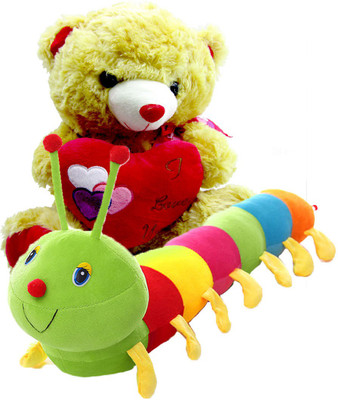 

Gift Decor Shop caterpillar Stuffed soft Toy (Multi, 58 cm) Combo with soft toy I love you teddy bear for kids (Brown, 38 cm) - 58 cm(Multicolor)