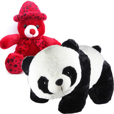 

Gift Decor Shop Panda Stuffed soft Toy (Black/White, 40 cm) Combo with soft toy red cap teddy bear for kids (Red, 38 cm) - 40 cm(Multicolor)
