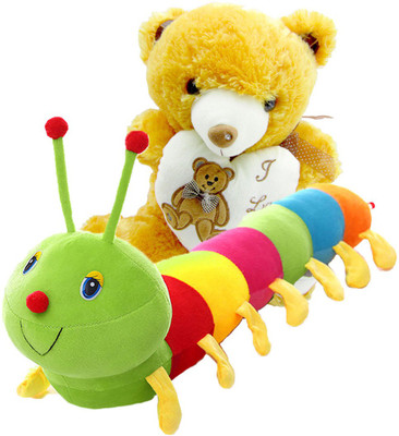 

Gift Decor Shop caterpillar Stuffed soft Toy (Multi, 58 cm) Combo with soft toy I love you teddy bear for kids (Orange, 36 cm) - 58 cm(Multicolor)