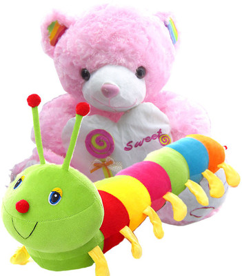 

Gift Decor Shop caterpillar Stuffed soft Toy (Multi, 58 cm) Combo with soft toy pink sweet time teddy bear for kids (Pink, 69 cm) - 58 cm(Multicolor)