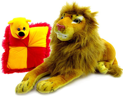 

Gift Decor Shop Lion Stuffed soft Toy (Yellow, 21 cm) Combo with soft bear pillow for kids (Red/Yellow, 28 cm) - 21 cm(Multicolor)